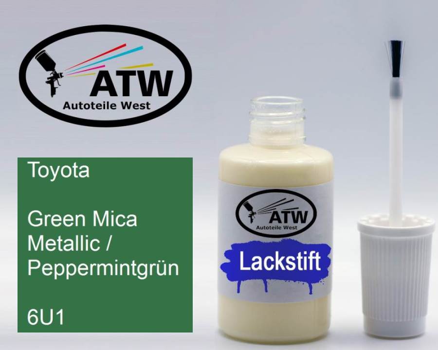 Toyota, Green Mica Metallic / Peppermintgrün, 6U1: 20ml Lackstift, von ATW Autoteile West.